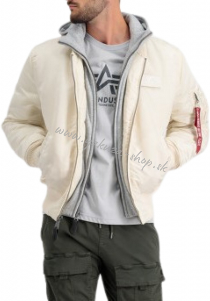 Alpha Industries zimná bunda MA-1 D-Tec jet stream white béžová