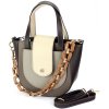 Hnedo-krémová kožená kabelka Gregorio s plastovou rúčkou
