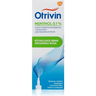 Otrivin Menthol 0,1% nosný sprej roztok na liečbu nádchy a ochorení nosných dutín 10 ml