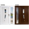Dvojkrídlové vchodové dvere plastové Soft 123+Sklo Nisip, Zlatý dub/Biela, 130x200 cm, ľavé