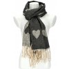 Cashmere Dámsky čierny teplý dlhý zimný šál 208x64 cm