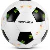 Spokey GOAL KIDS Detská futbalová lopta, biela s pruhovaným vzorom