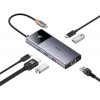 Baseus METAL GLEAM 2 SERIES 6V1 Dokovacia stanica šedá / USB 3.0 / USB-C PD / HDMI / LAN (MEMUSBCHUB6V1BASGR)