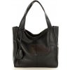 Genuine Leather MARCO MAZZINI Čierna kožená shopper kabelka Portofino Max