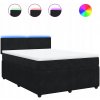 Posteľný rám boxspring s matracom čierny 140x190 cm zamat
