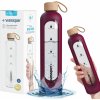 EKO Fľaša Na Pitie sklenená motivačná fľaša Wessper 1000 ml 1 l Burgundská