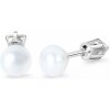 Náušnice z bieleho zlata s perličkami na šrobovanie Z8002b
