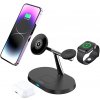 AppleMix Stojan / Qi nabíjačka MAXLIFE 3v1 pre Apple iPhone / Watch / AirPods - podpora MagSafe - čierna