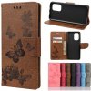 Peňaženkové kožené puzdro Butterflies na Xiaomi Redmi Note 10/10S - Hnedá