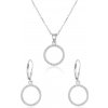 Beneto Stříbrná souprava šperků Kruh se zirkony AGSET66RL (náušnice, řetízek, přívěsek)