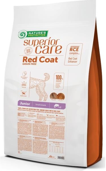 Nature\'s Protection Superior Care Dog Dry Red Coat Junior Mini Breed Grain Free Salmon 10 kg