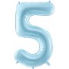 PartyDeco Fóliový balón narodeninové číslo 5 svetlomodrý