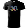 Kvetinové číslo kreslené - 50 - Klasické pánske tričko vyššej gramáže - XS ( Čierna )