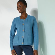 Blancheporte Rovný sveter na gombíky modrá