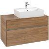 VILLEROY & BOCH Collaro závesná skrinka pod umývadlo na dosku (umývadlo vpravo), 2 zásuvky, s LED osvetlením, 1000 x 500 x 548 mm, Oak Kansas, C127B0RH