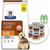 Hill's Prescription Diet k/d Starostlivosť o obličky granule pre psov 12 kg + 4 konzervy ZADARMO