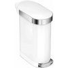 Úzky pedálový odpadkový kôš Simplehuman Slim - 45 l, biela nerez oceľ