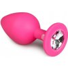 EasyToys Diamond Plug Medium Pink, rúžový silikónový análny kolík 7,9 x 0,9–3,3 cm