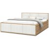 Čalúnená jednolôžková posteľ s úložným priestorom Dolly 120x200 - dub craft/biela