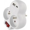 EMOS SK s.r.o. Rozbočovacia zásuvka EMOS – 2x 230V, USB-A + USB-C (17W), Vypínač - P0073