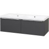 Mereo Mailo, kúpeľňová skrinka s umývadlom z liateho mramoru 121 cm, antracit, chróm madlo CN538M CN538M