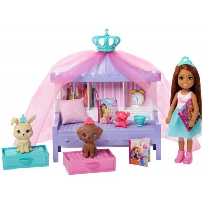 Barbie Princess Adventure Princezna Chelsea Herní set s postýlkou