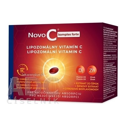 NOVO C KOMPLEX FORTE Lipozomálny vitamín C + vitamín D3 + zinok s extraktom zo šípok a bioflavonoidmi, kapsuly 1x60 ks