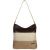 TOMMY dámska koženková kabelka tmavo hnedá/béžová/taupe
