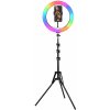 MG Selfie RGB kruhové LED svetlo + statív 2.1m čierne