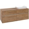 VILLEROY & BOCH Collaro závesná skrinka pod umývadlo na dosku (umývadlo vpravo), 4 zásuvky, s LED osvetlením, 1400 x 500 x 548 mm, Oak Kansas, C118B0RH