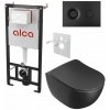Alcadrain Set modulu do sádrokartonu, WC Urban City černé, sedátka a tlačítka černá lesk M1978 1 set