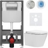 CERANO - Závesné WC s bidetom Cronus Standard - biela lesklá - tlačidlo Prime/Modulo, strieborné - voľne stojace - predstenová inštalácia / sadrokartón - 59,3x38,4 cm