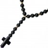 Glosery náhrdelník v tvare ruženca s lesknúcim krížikom od Swarovski®, stopery, matný / lesklý achát, tigrie oko a howlite 6mm Krížik: čierný, Dĺžka / stopery: 65cm / strieborné, Kameň / priemer: tigr
