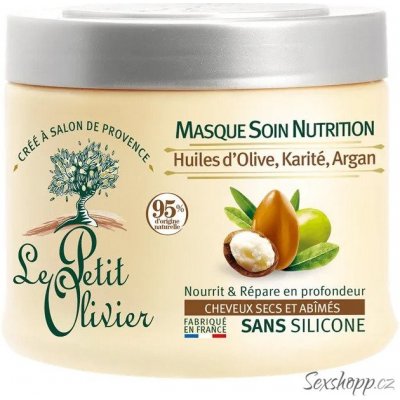 Vyživující maska na vlasy Le Petit Olivier Olive, Shea, Argan Oils – olivový, bambucký a arganový olej, 330 ml