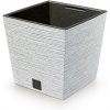 PROSPERPLAST Kvetináč FURU SQUARE LOW ECO WOOD 24cm biely