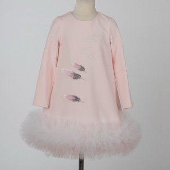 DAGA kidswear dievčenské šaty s vyšívanými pierkami a volánom svetlo ružové  od 63 € - Heureka.sk