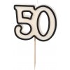 PartyDeco Narodeninová sviečka 50 Čierno-biela