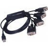 PremiumCord USB-A /4x COM (DE-9) redukce černá (ku2-232f)