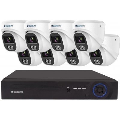 Securia Pro IP kamerový systém NVR8CHV5S-W DOME smart, biely Nahrávanie: 8TB disk