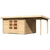 Drevený záhradný domček BASTRUP 7 s prístavkom Lanitplast