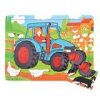 Bigjigs Toys Drevené puzzle traktor 9 dielikov
