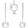 Stříbrný set šperků kočka Betty s čirými Brilliance Zirconia - náušnice a přívěsek MW15320S