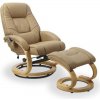 Halmar Masážne kreslo Matador s podnožkou, béžová / prírodné drevo