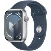 Chytré hodinky Apple Watch Series 9 45mm Strieborný hliník s búrkovo modrým športovým remienkom - S/M (MR9D3QC/A)