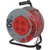 EMOS Predlžovací kábel na bubne 50 m / pevný stred / 4 zásuvky / červený / PVC / 230 V / 1,5mm2