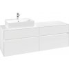 VILLEROY & BOCH Collaro závesná skrinka pod umývadlo na dosku (umývadlo vľavo), 4 zásuvky, s LED osvetlením, 1600 x 500 x 548 mm, White Matt, C135B0MS
