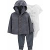 Carter\s set 3dielny mikina tepláky body kr. rukáv Grey Stripes chlapec LBB
