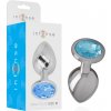 Intense - Metal Aluminum Anal Plug With Blue Glass Size M - Análny Kolík