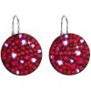 Evolution Group strieborné náušnice visiace s krištálmi Swarovski červené okrúhle 31161.3 cherry
