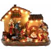 Dekorácia MagicHome Vianoce, domček, polyresin, 16xLED teplá biela, 29x14x24 cm, 3xAA